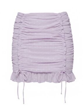 Sugar Thrillz Lilac Purple Ruched Mini Skirt with Ruffle Hem